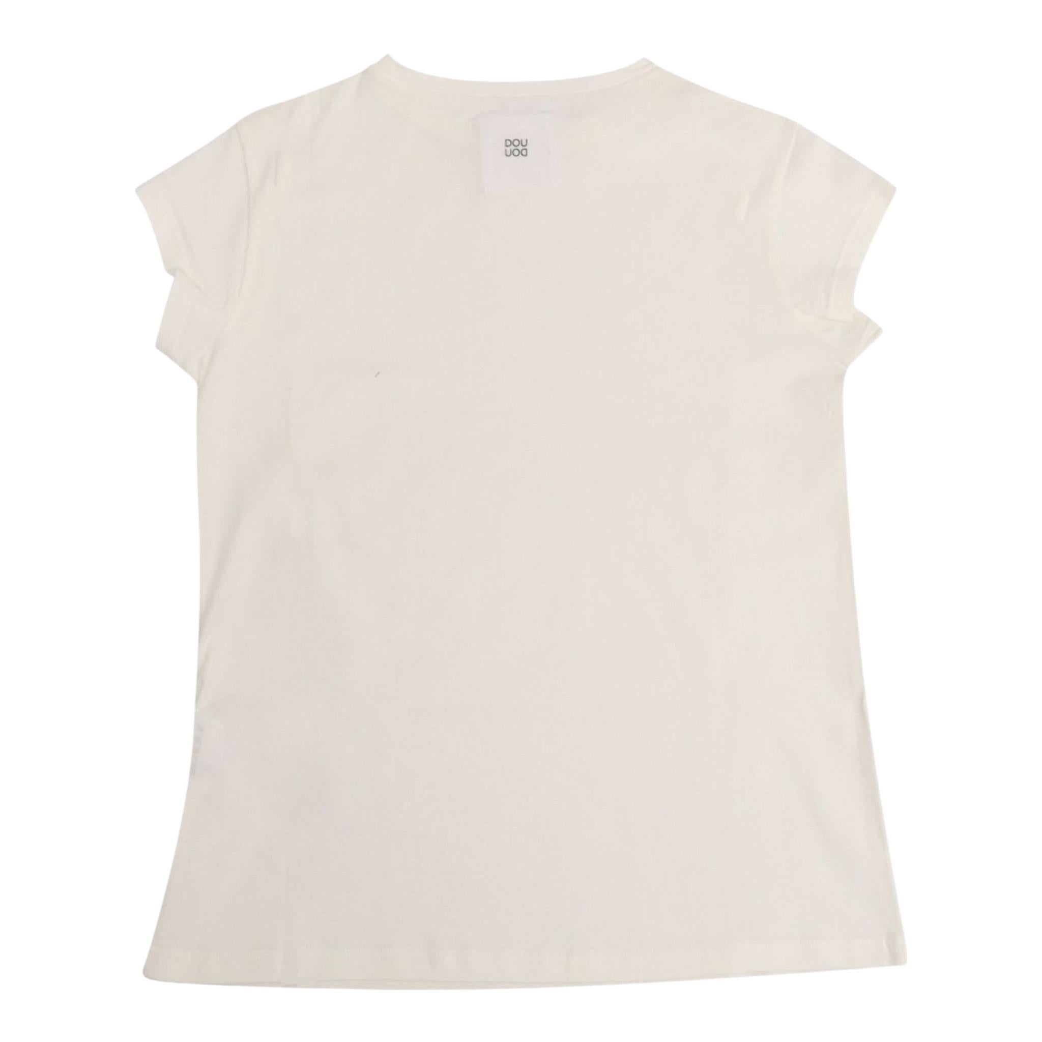 Dou Dou T-Shirt Girocollo Tinta Unita per Bambina DW8A11 BIANCO DOU DOU 