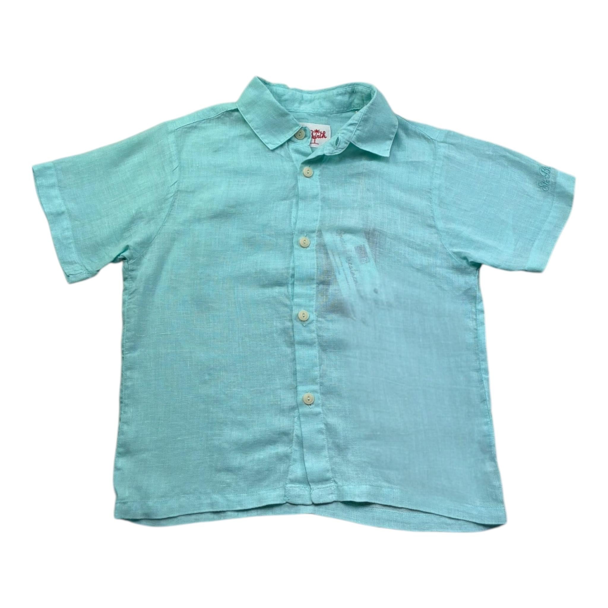 Saint Barth Camicia Mezza Manica Tinta Unita per Bambino 00859L AZZURRO SAINT BARTH 