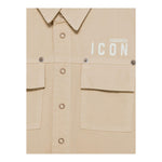 DSQUARED2 camicia manica lunga tinta unita con logo Beige per Bambino DQ2670 BEIGE DSQUARED2 