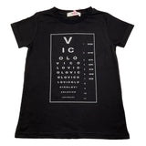 Vicolo T-Shirt Rundhals Einfarbig mit schwarzem Logo-Print für Mädchen
