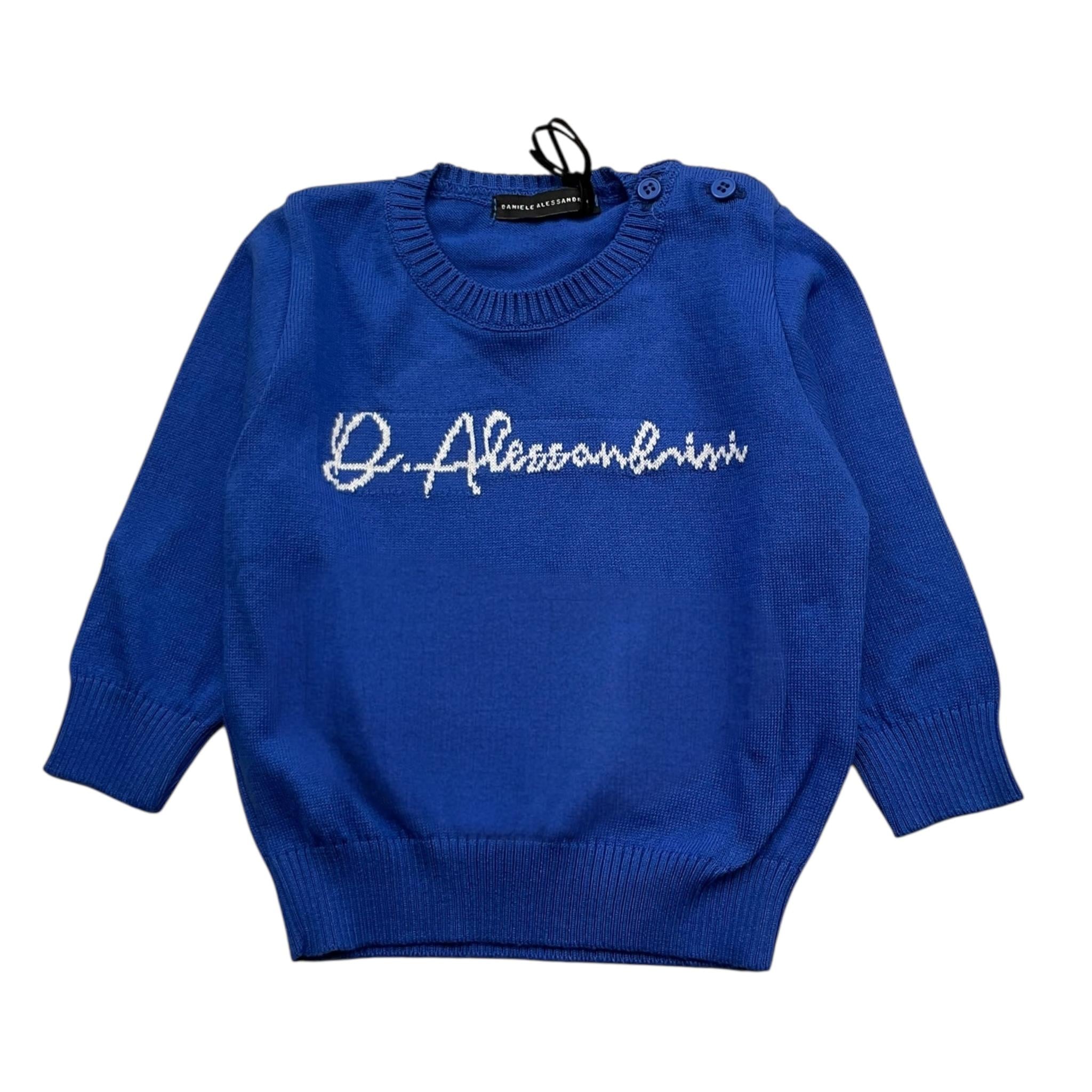 DANIELE ALESSANDRINI maglia girocollo tinta unita con stampa Blu per Neonato 1291W00040X BLU DANIELE ALESSANDRINI 