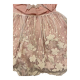Valentina Bebes Set Einfarbiges Kleid mit Stickerei-Rosa Culotte für Neugeborene