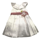 Carlo Pignatelli Zeremonielles Kleid mit Armlöchern, einfarbig und kontrastierendem weißen Gürtel für Babymädchen
