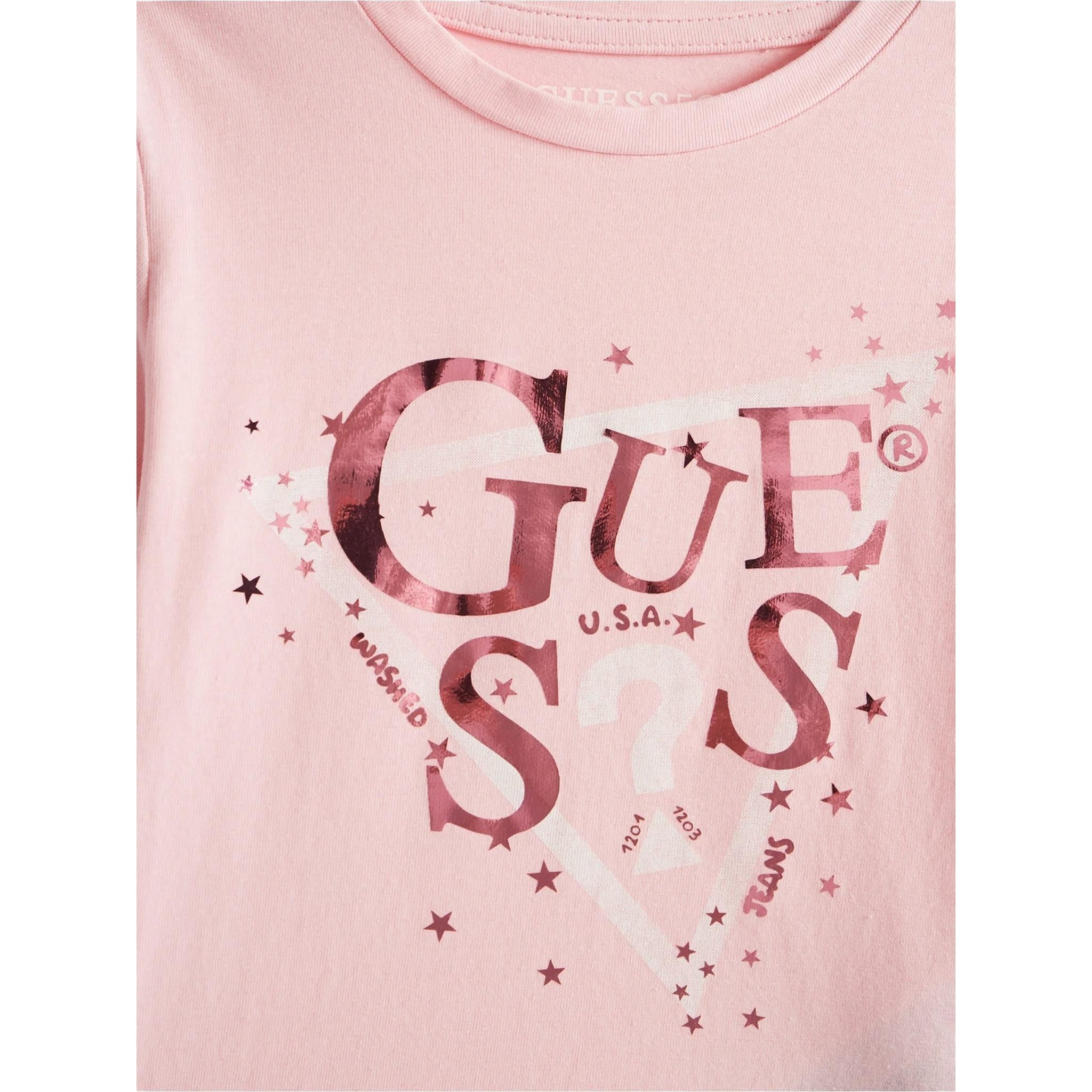 Guess T-Shirt Girocollo Tinta Unita con Logo per Neonata K5RI00K6YW4XXX ROSA GUESS 
