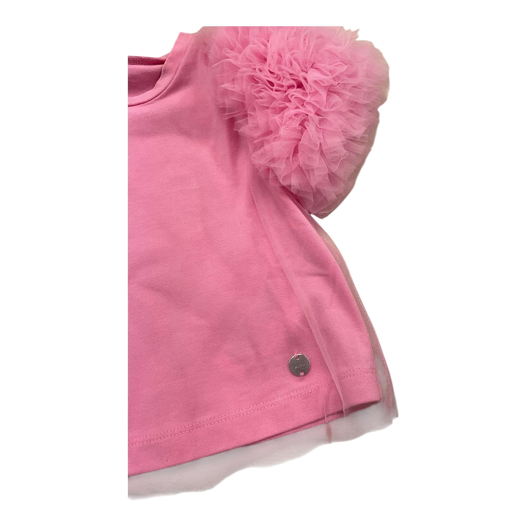 Liu Jo T-Shirt Girocollo Tinta Unita con Tulle per Bambina KA5127J ROSA LIU JO 