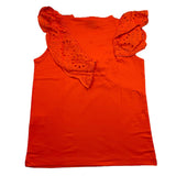 Mariuccia – Schlichtes Tanktop mit orangefarbenen Rüschen für Mädchen