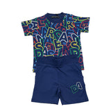 Daniele Alessandrini Complete T-Shirt Einfarbig Logo-Blau Bermuda-Shorts für Neugeborene