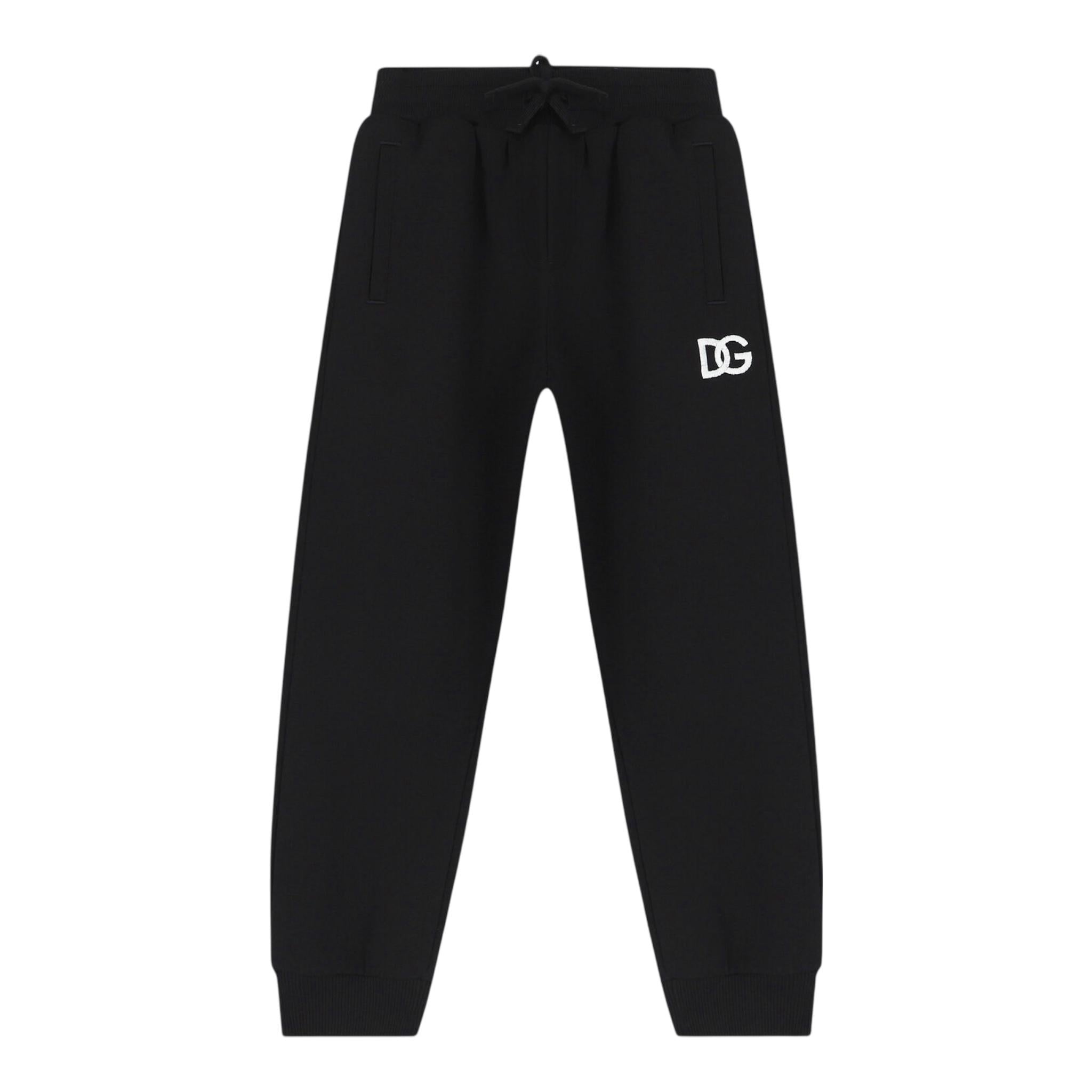 Dolce & Gabbana Pantalone Tinta Unita con Logo per Bambino L4JPGD NERO DOLCE & GABBANA 