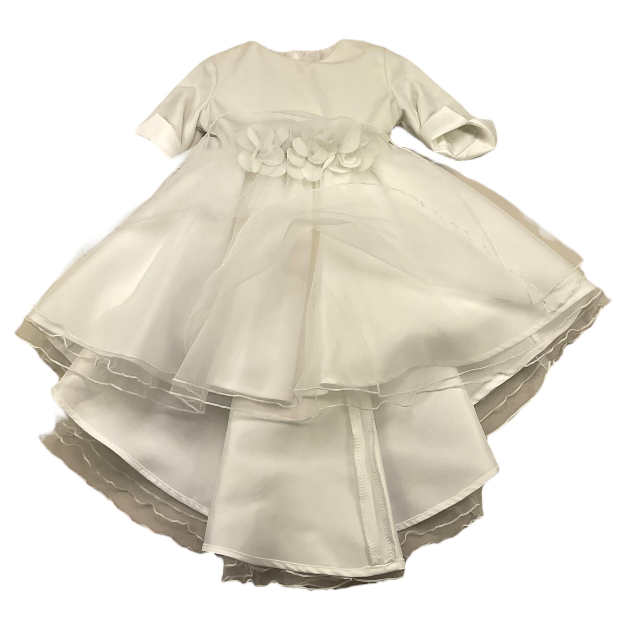 ALLEGRA  abito manica 3/4 tinta unita con fiocco Bianco per Neonata A1399A BIANCO ALLEGRA 