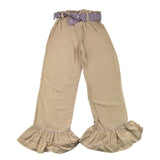 La Stupenderia Schlichte Palazzo-Hose mit kontrastierendem Gürtel in Beige für Mädchen