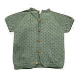 Wedoble Grünes, einfarbiges, durchbrochenes Strick-T-Shirt für Babys (Jungen)
