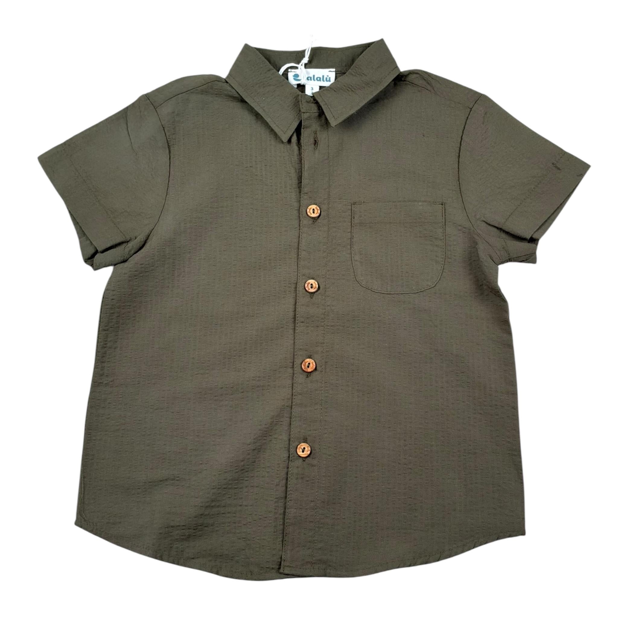 Lalalu' Camicia Mezza Manica Tinta Unita per Bambino CML150PBX VERDE LALALU' 