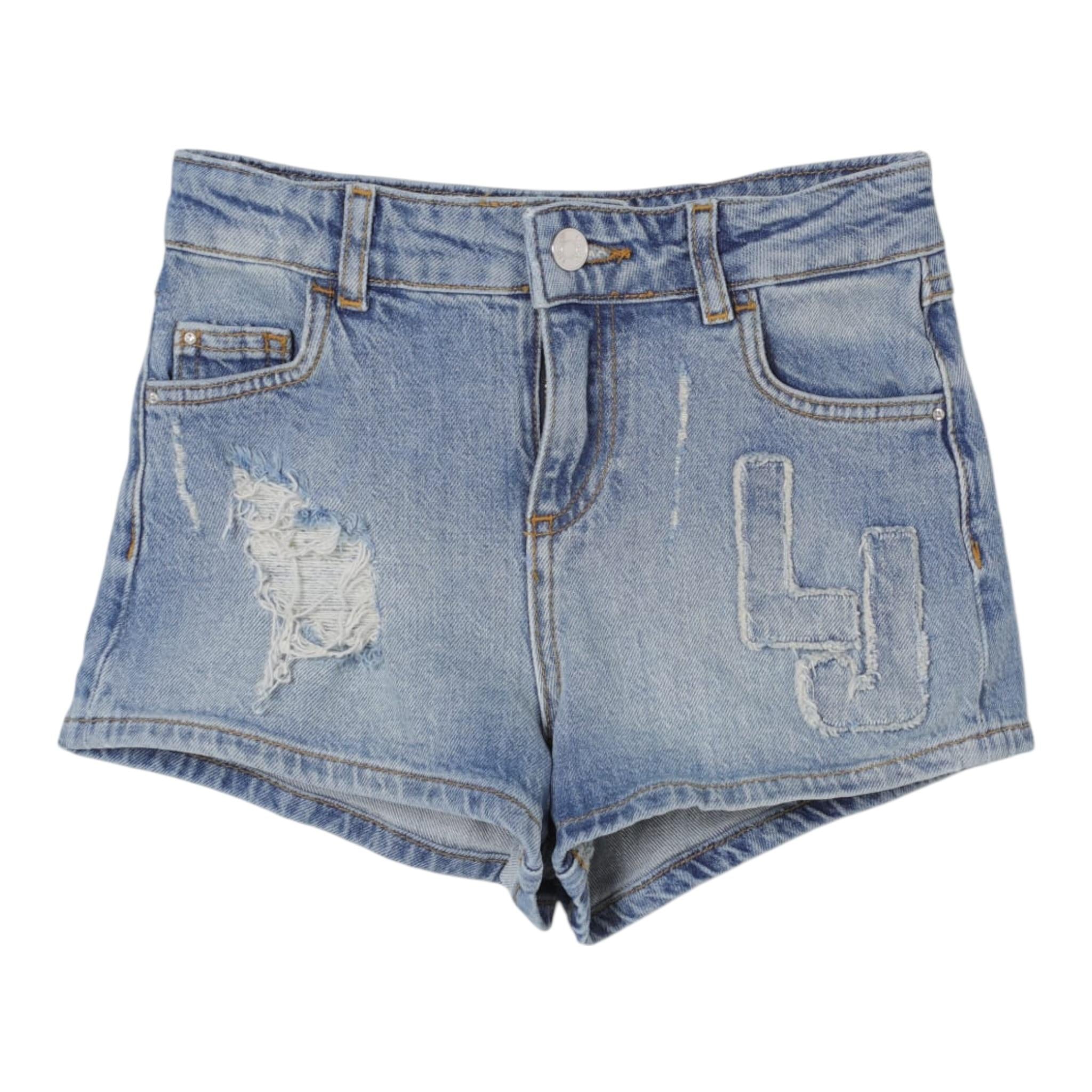 Liu Jo Short In Denim Tinta Unita con Girovita Regolabile per Bambina GA5098X AZZURRO LIU JO 