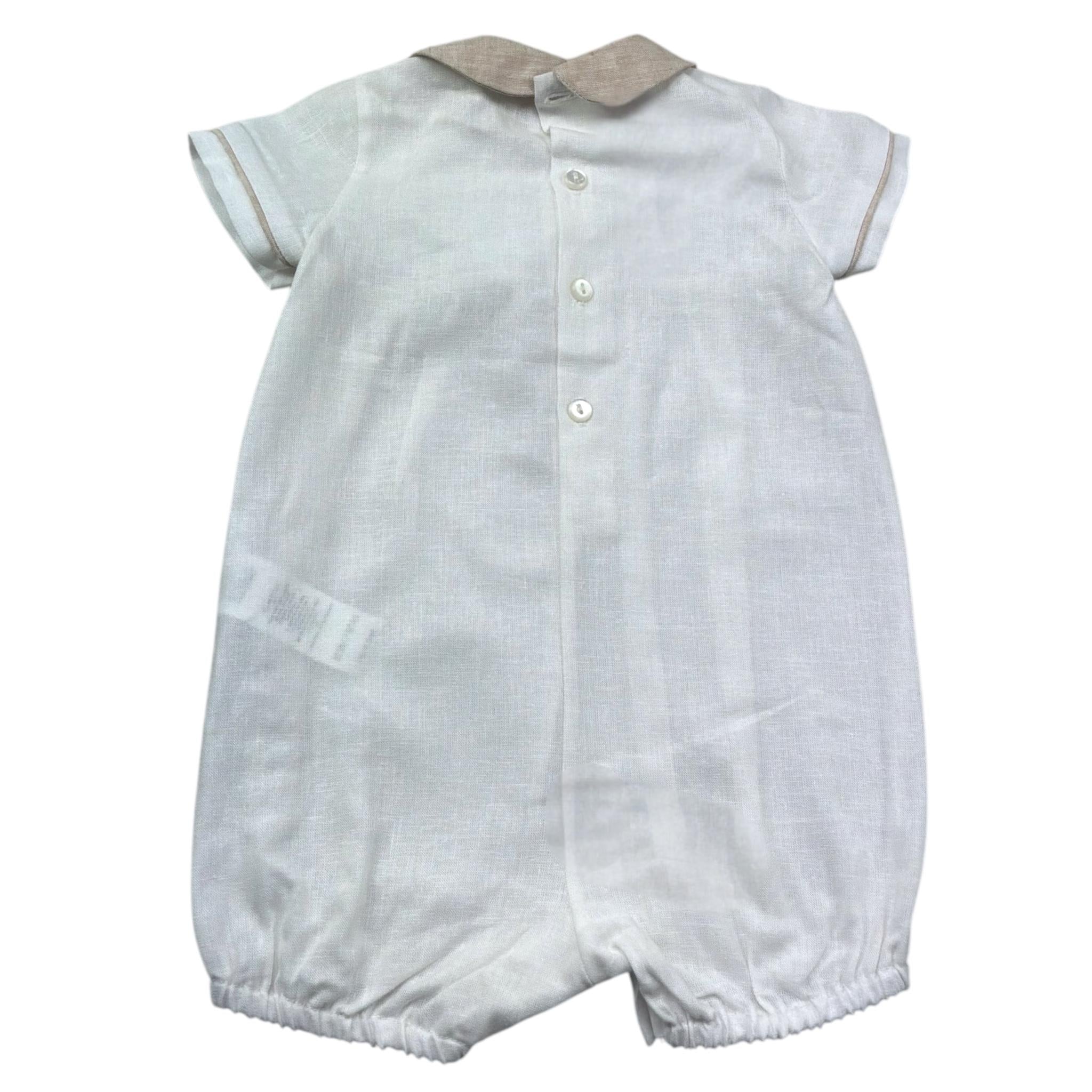 Le Bebe Pagliaccetto Mezza Manica Tinta Unita con Colletto In Contrasto per Neonato LBB5372 BIANCO LE BEBE 
