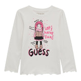 GUESS shirt girocollo tinta unita con stampa in contrasto Bianco per Neonata K4BI15J1313 BIANCO GUESS 