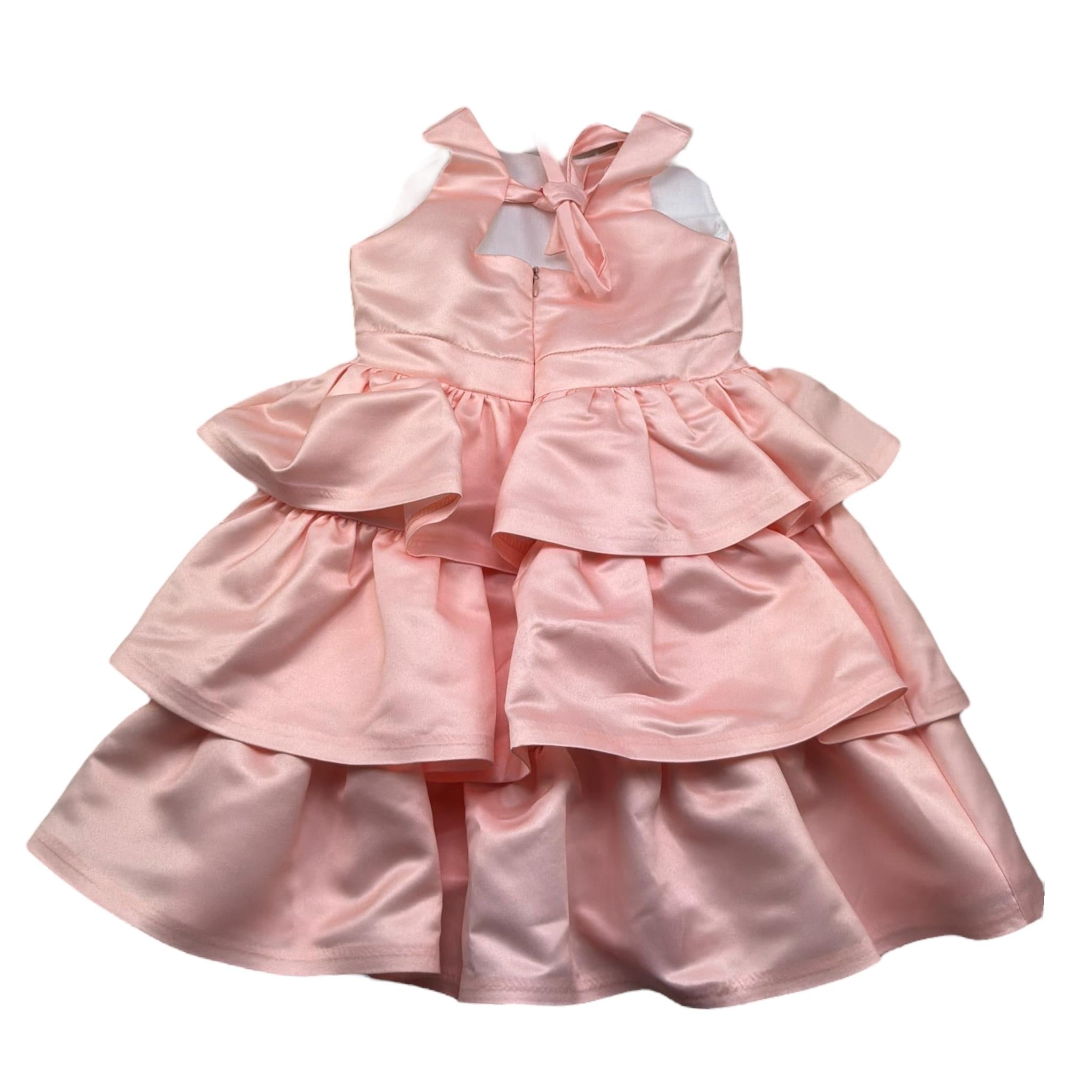 Meilisa Bai Abito Cerimonia Giromanica Tinta Unita con Balze per Bambina FL6262 PESCA MEILISA BAI 