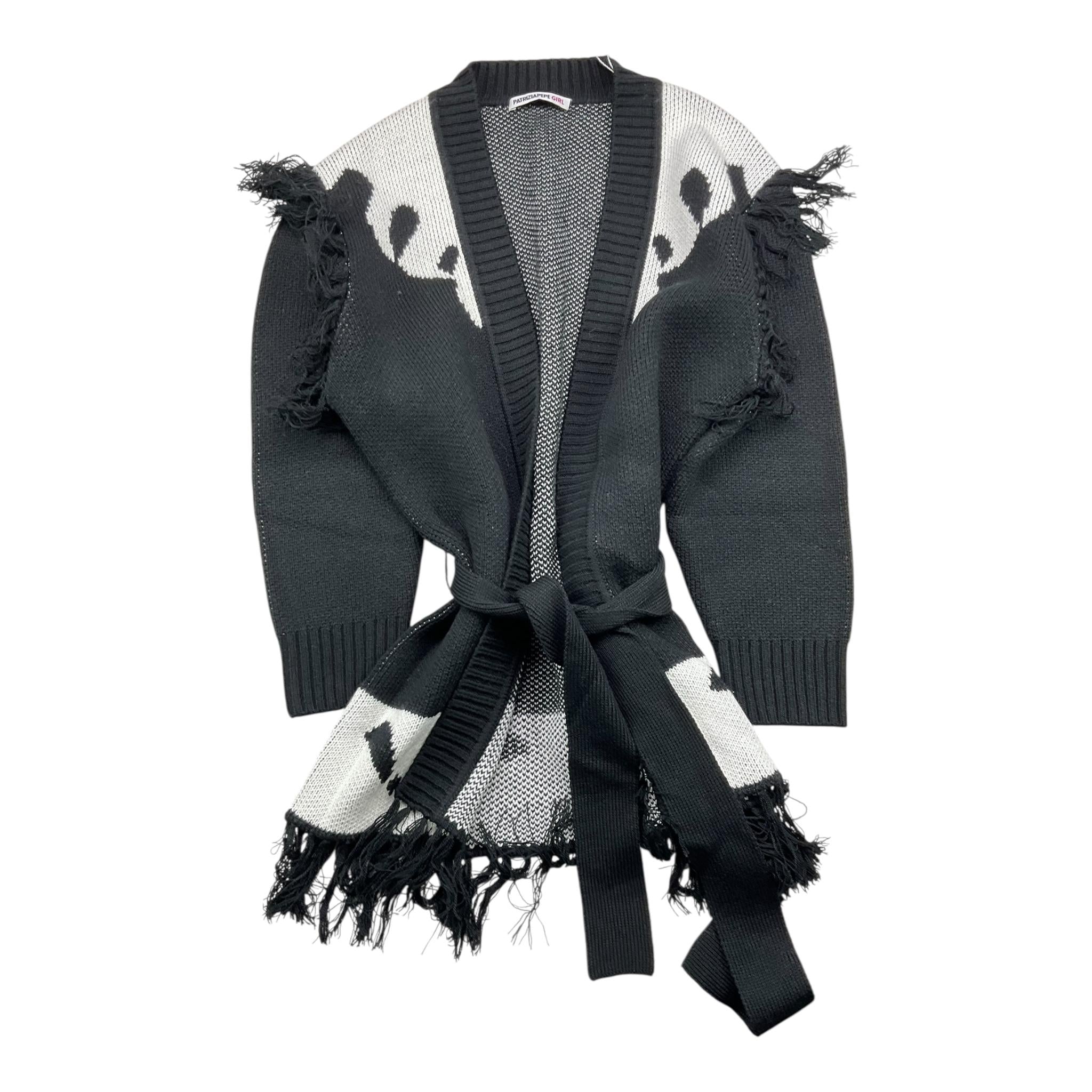 PATRIZIA PEPE cardigan tinta unita con frange Bianco/nero per Bambina 7K0045X BIANCO/NERO PATRIZIA PEPE 