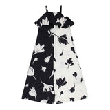 Meimeij Zweifarbiger Strampler mit Muster und Hosenträgern Schwarz/Creme für Baby Mädchen
