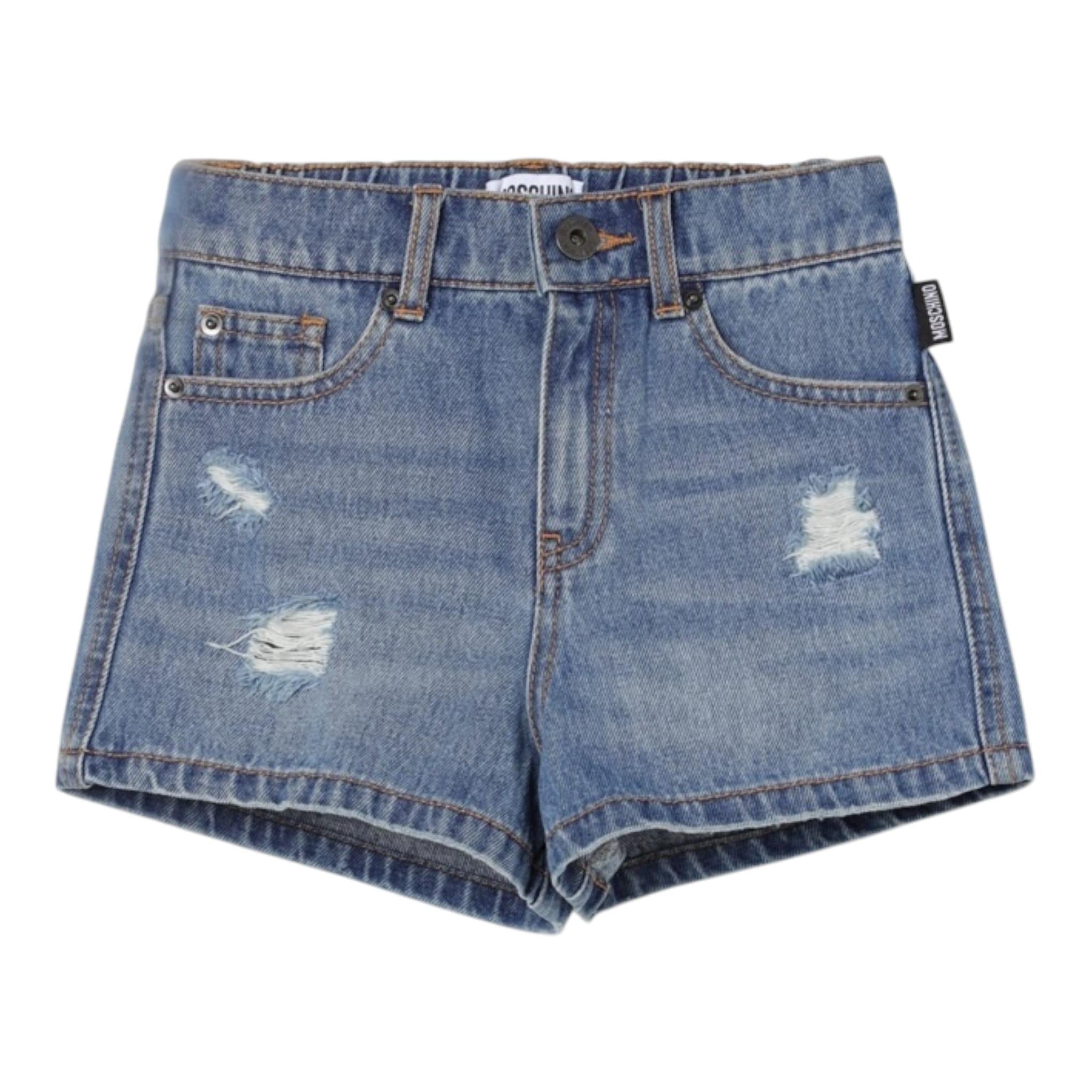 Moschino Short Tinta Unita con Elastico In Vita per Bambina HDQ01O BLU MOSCHINO 