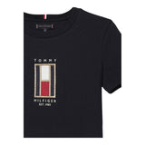 TOMMY HILFIGER t-shirt girocollo tinta unita con stampa in contrasto Blu per Bambino KB0KB09285 BLU TOMMY HILFIGER 