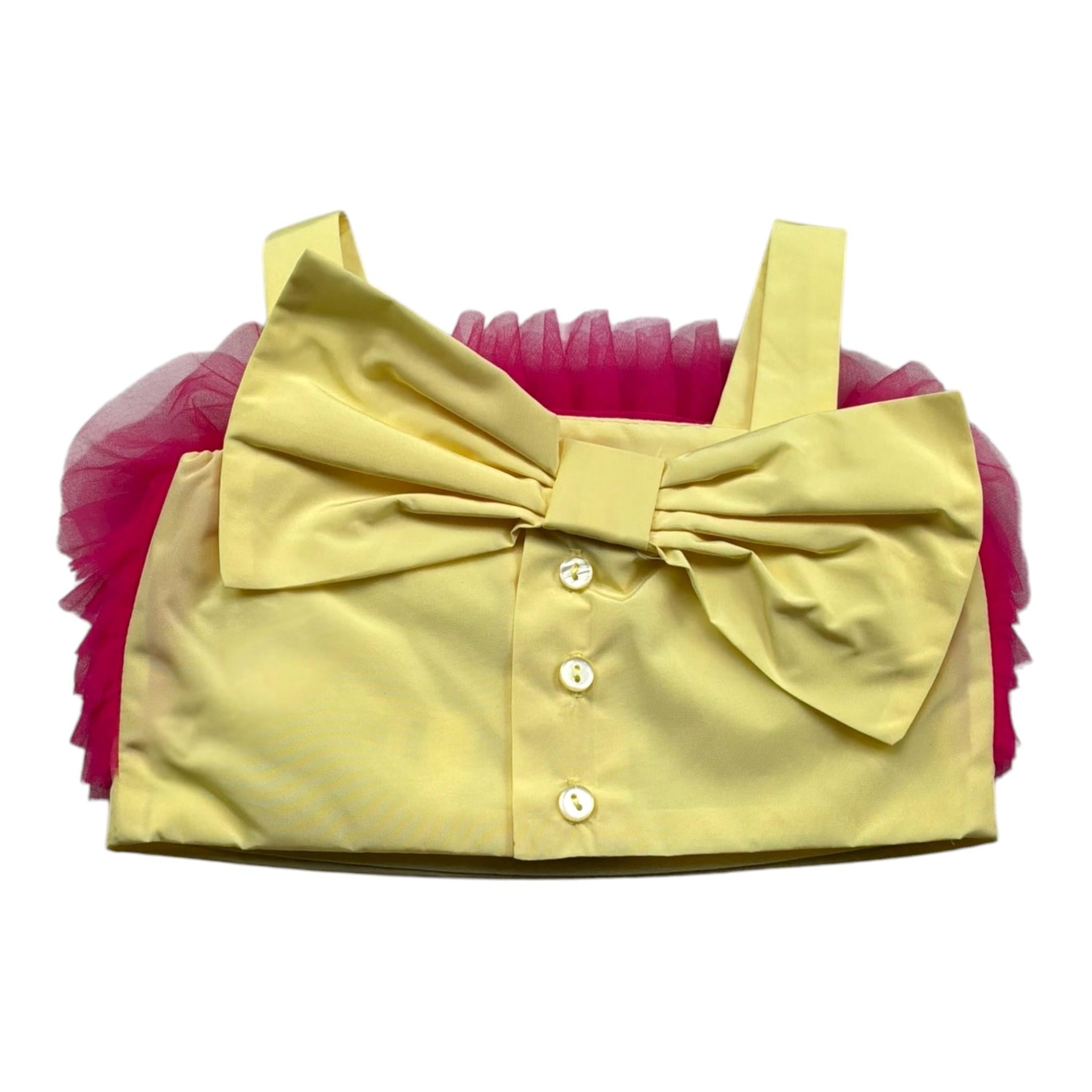 Miss Grant Top Giromanica Tinta Unita con Tulle per Bambina MG1353J GIALLO MISS GRANT 