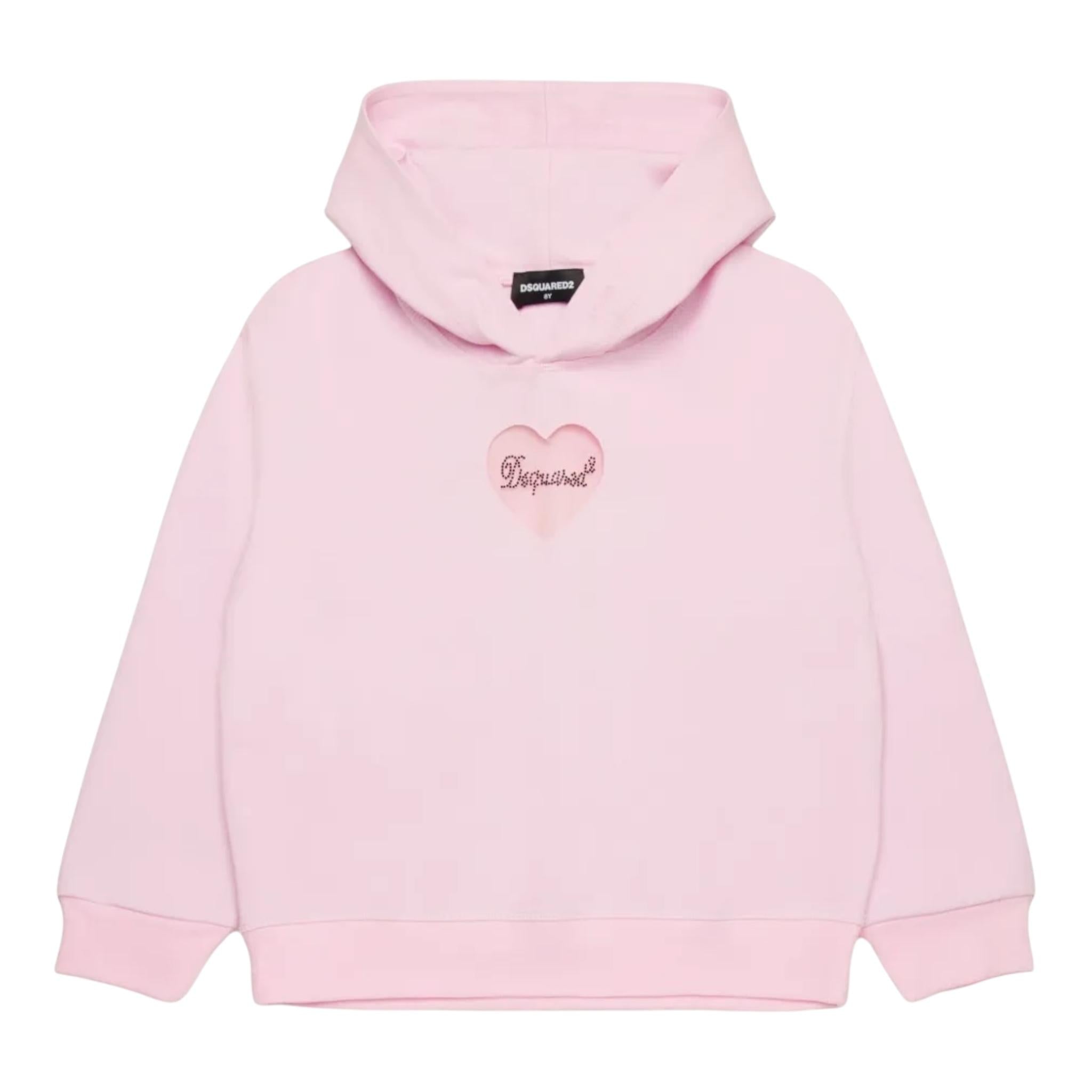 DSQUARED2 felpa tinta unita con cappuccio e stampa Rosa per Bambina DQ2581X ROSA DSQUARED2 
