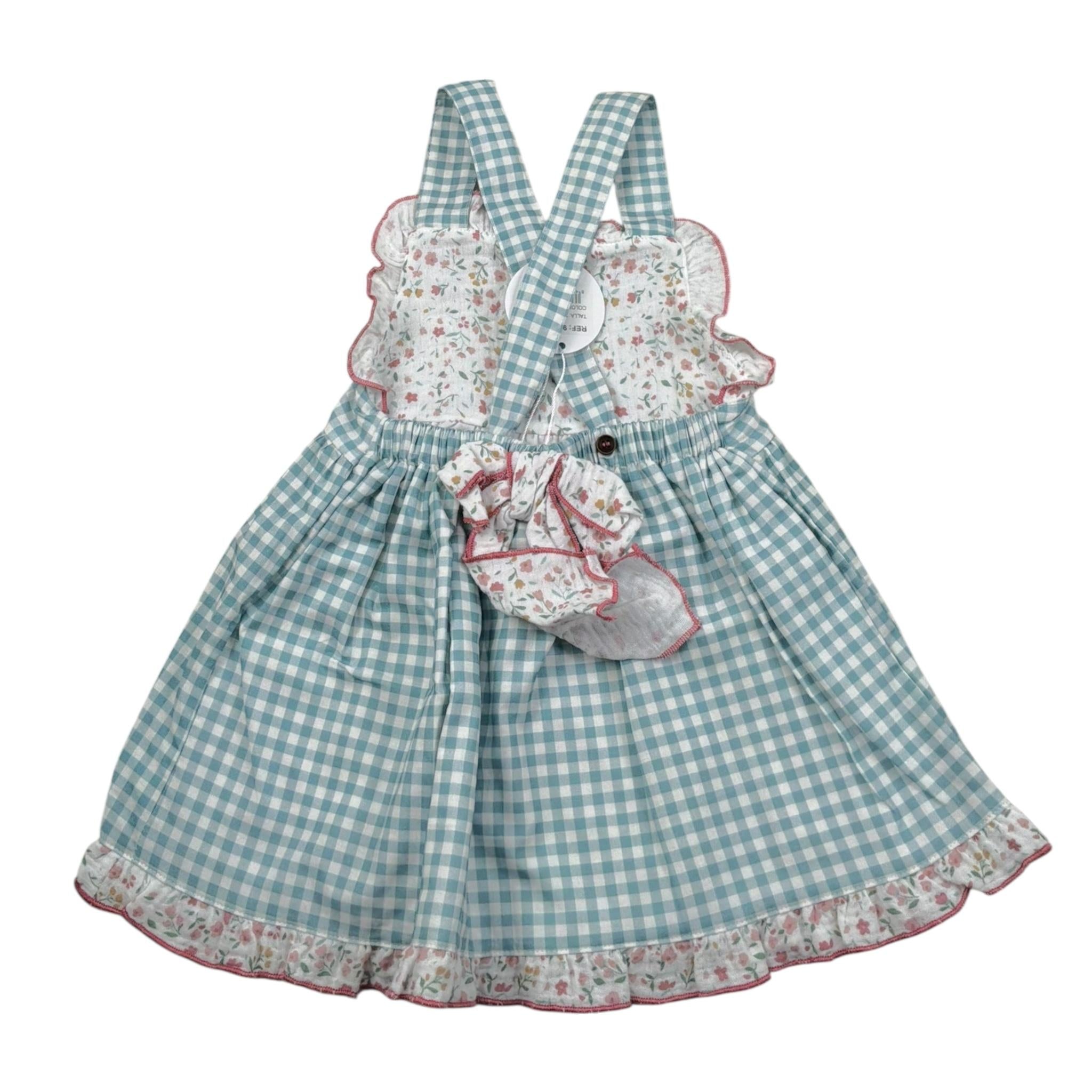 Babidu Abito Bicolore con Stampa Quadri per Neonata 91406 BIANCO/VERDE BABIDU 