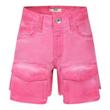 Msgm – Einfarbige Shorts mit verstellbarer Taille und fuchsiafarbenem Logo-Print für Mädchen