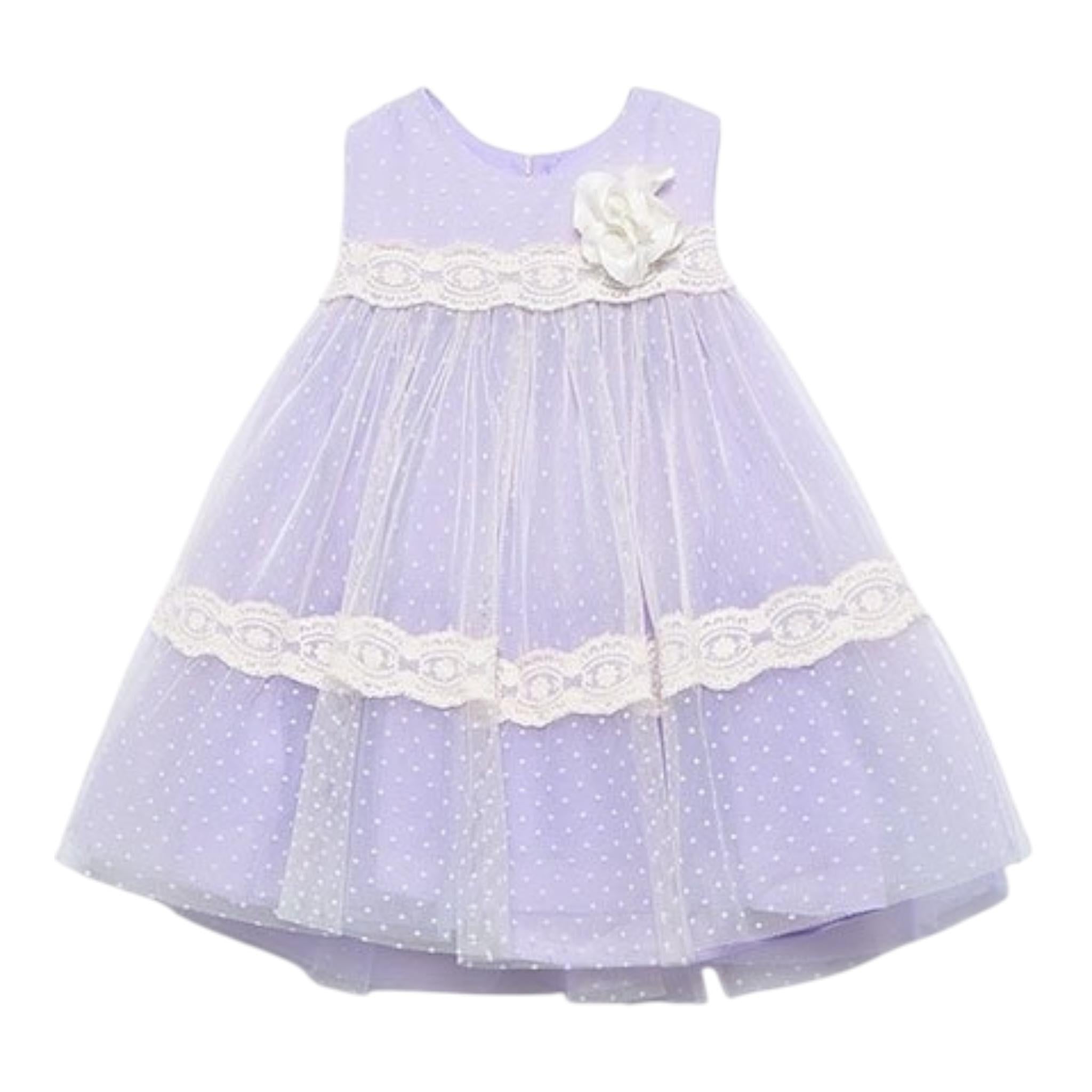 Abel & Lula Abito Cerimonia Tinta Unita con Tulle Giromanica per Bambina 5016J LILLA ABEL & LULA 