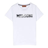 Missoni Rundhals-T-Shirt einfarbig mit Print weiß für Jungen