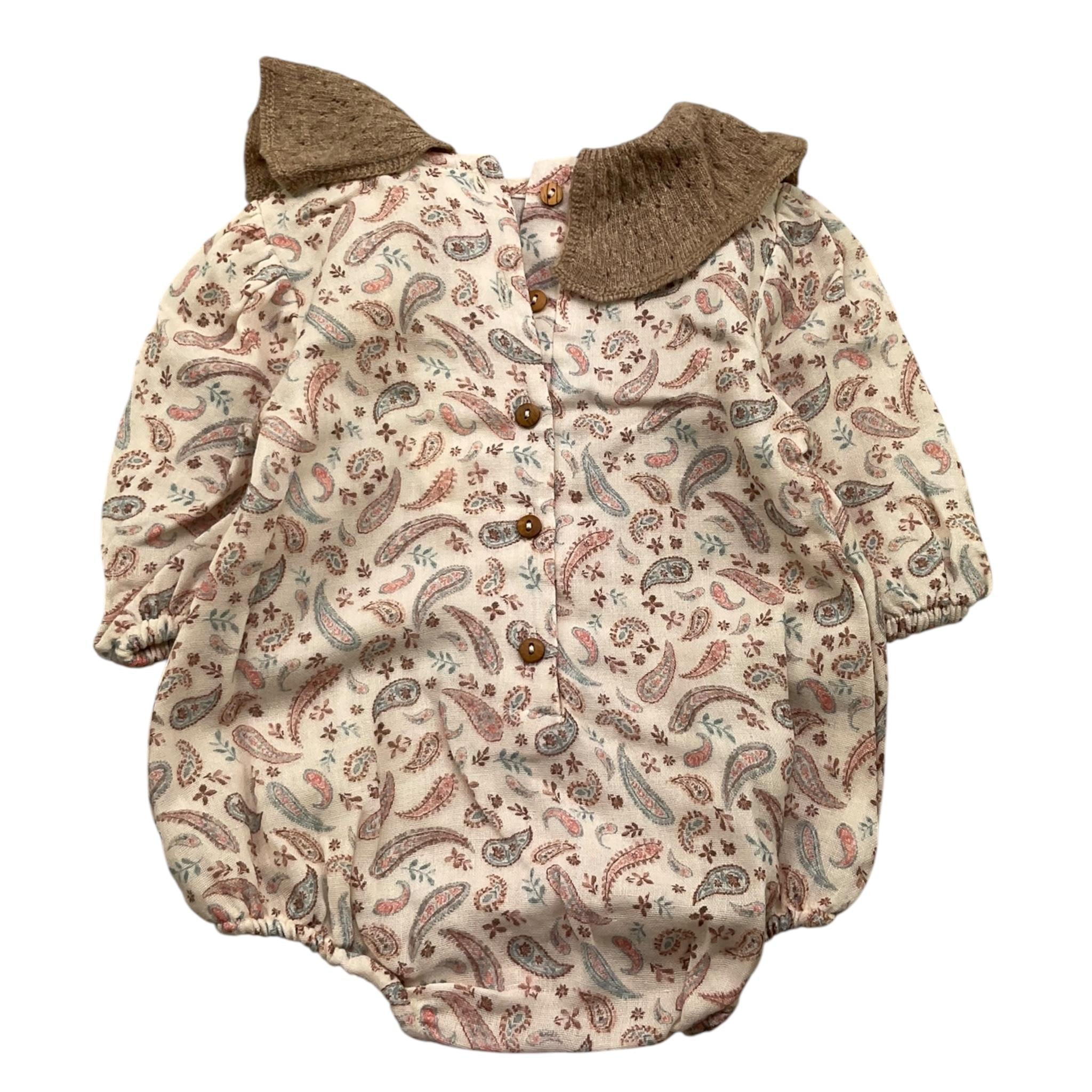 WEDOBLE camicia body tinta unita stampa fantasia con colletto in contrasto Beige per Neonata I2407716 BEIGE WEDOBLE 