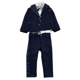 Carlo Pignatelli 4-teiliger Anzug, Jacke, Hemd, Hose, Fliege, Blau, für Neugeborene