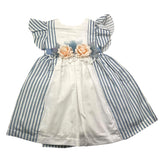 Marlu‘ Zweifarbiges Halbarmkleid mit weiß/blauem Streifenmuster für Baby-Mädchen
