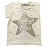 Emc T-Shirt Rundhals Einfarbig mit Kontrastdruck Weiß für Neugeborene