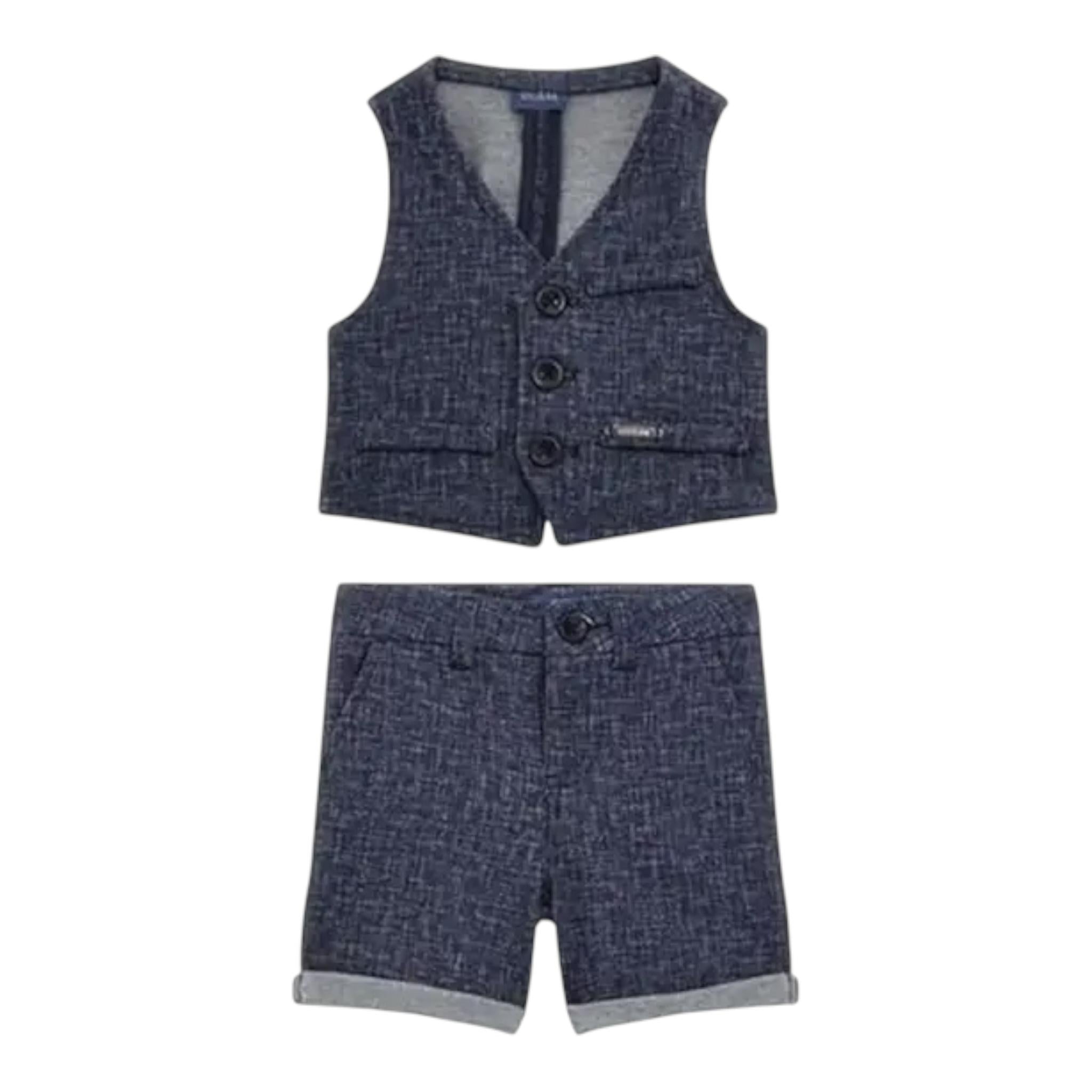 Guess Completo 2 Pezzi Gilet-Bermuda Tinta Unita per Neonato I4RG24KC3H0 BLU GUESS 