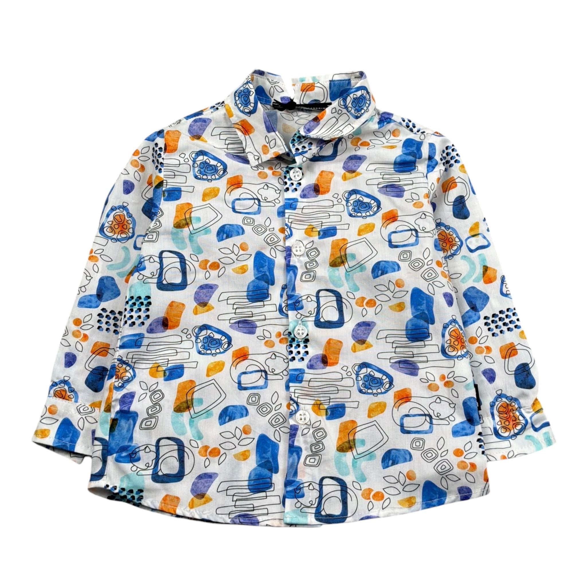 Daniele Alessandrini Camicia Manica Lunga Tinta Unita Stampa Fantasia per Neonato 1295C0947 BIANCO DANIELE ALESSANDRINI 