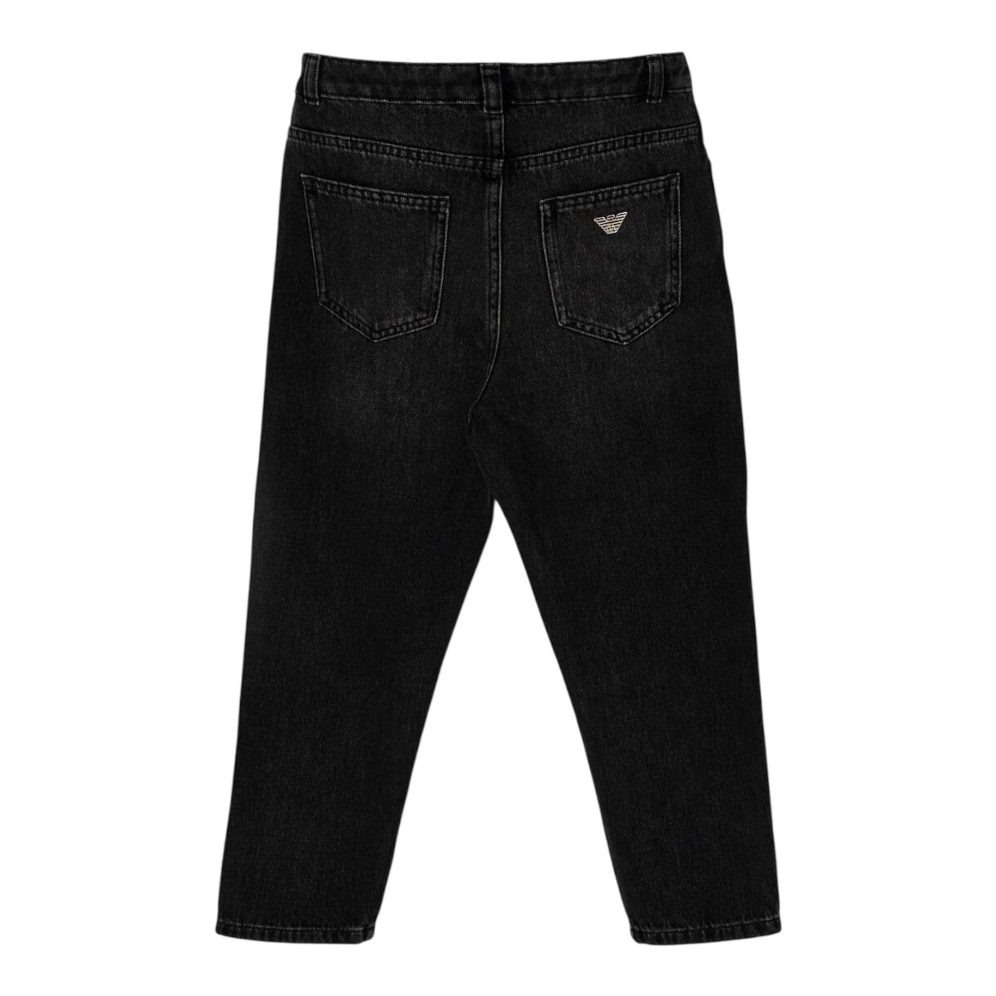 EMPORIO ARMANI jeans tinta unita con logo Nero per Bambino 6D4J79 NERO EMPORIO ARMANI 
