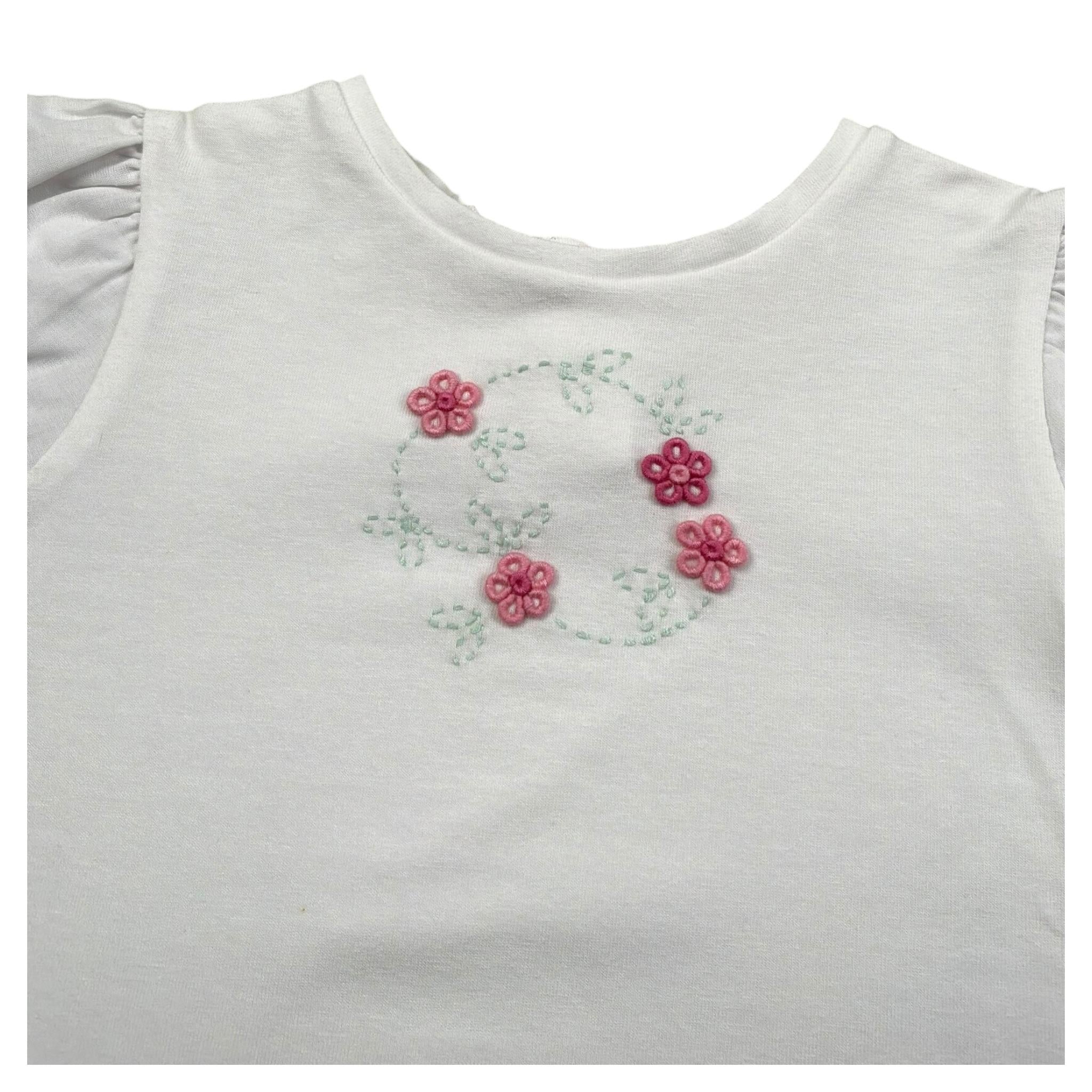 Isi Baby T-Shirt Girocollo Tinta Unita con Ricami per Neonata S25I111CAJJ BIANCO ISI BABY 