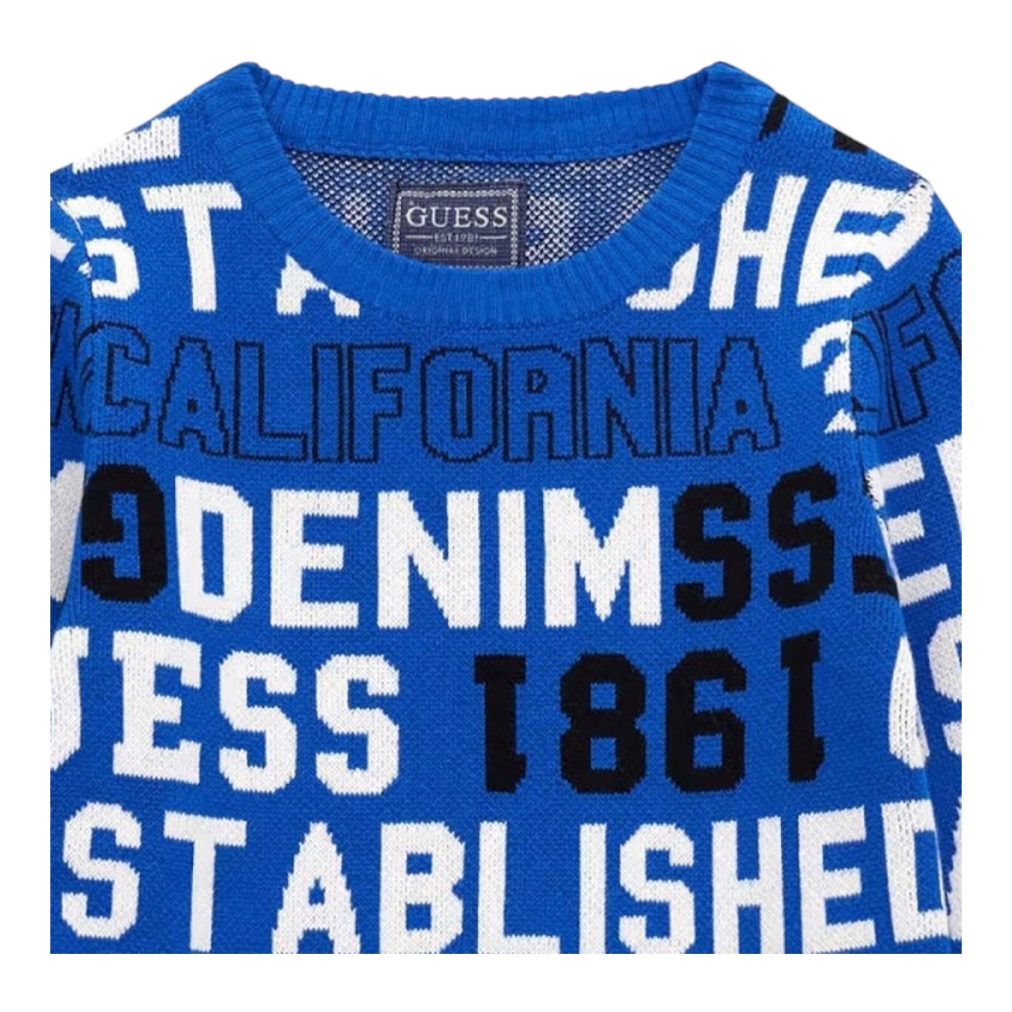 GUESS maglia girocollo tinta unita con stampa Cobalto per Neonato N4YR00Z3GV0 COBALTO GUESS 