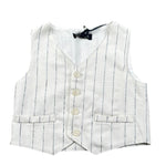 Please Gilet Tinta Unita con Fantasia A Righe per Neonato JH02131B73 BIANCO PLEASE 