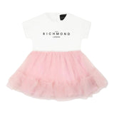 John Richmond Abito Mezza Manica Bicolore con Gonna Tulle per Neonata RIP25043VEX BIANC/ROSA JOHN RICHMOND 