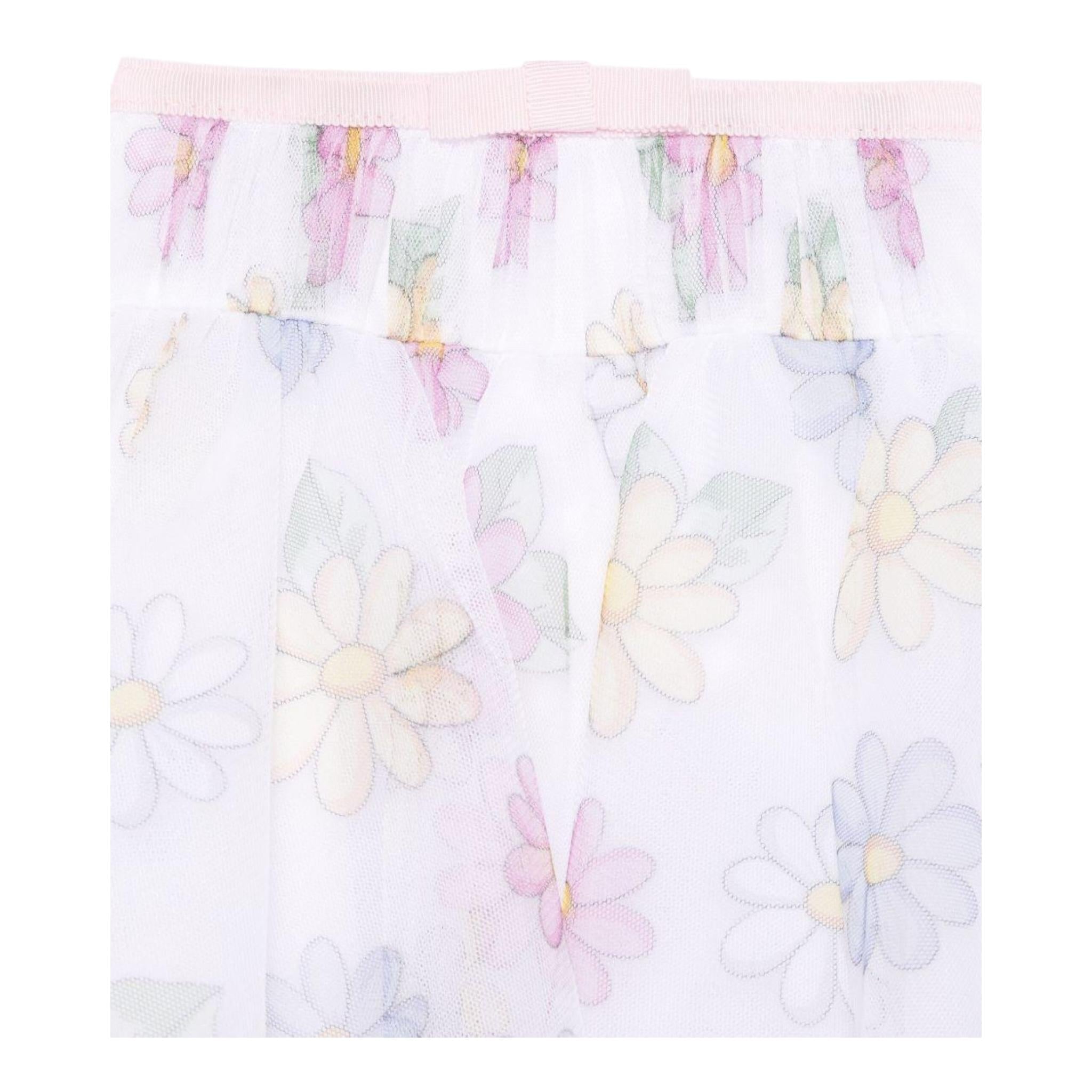 Monnalisa Abito Mezza Manica con Gonna Tulle per Neonata 31E906 BIANCO MONNALISA 