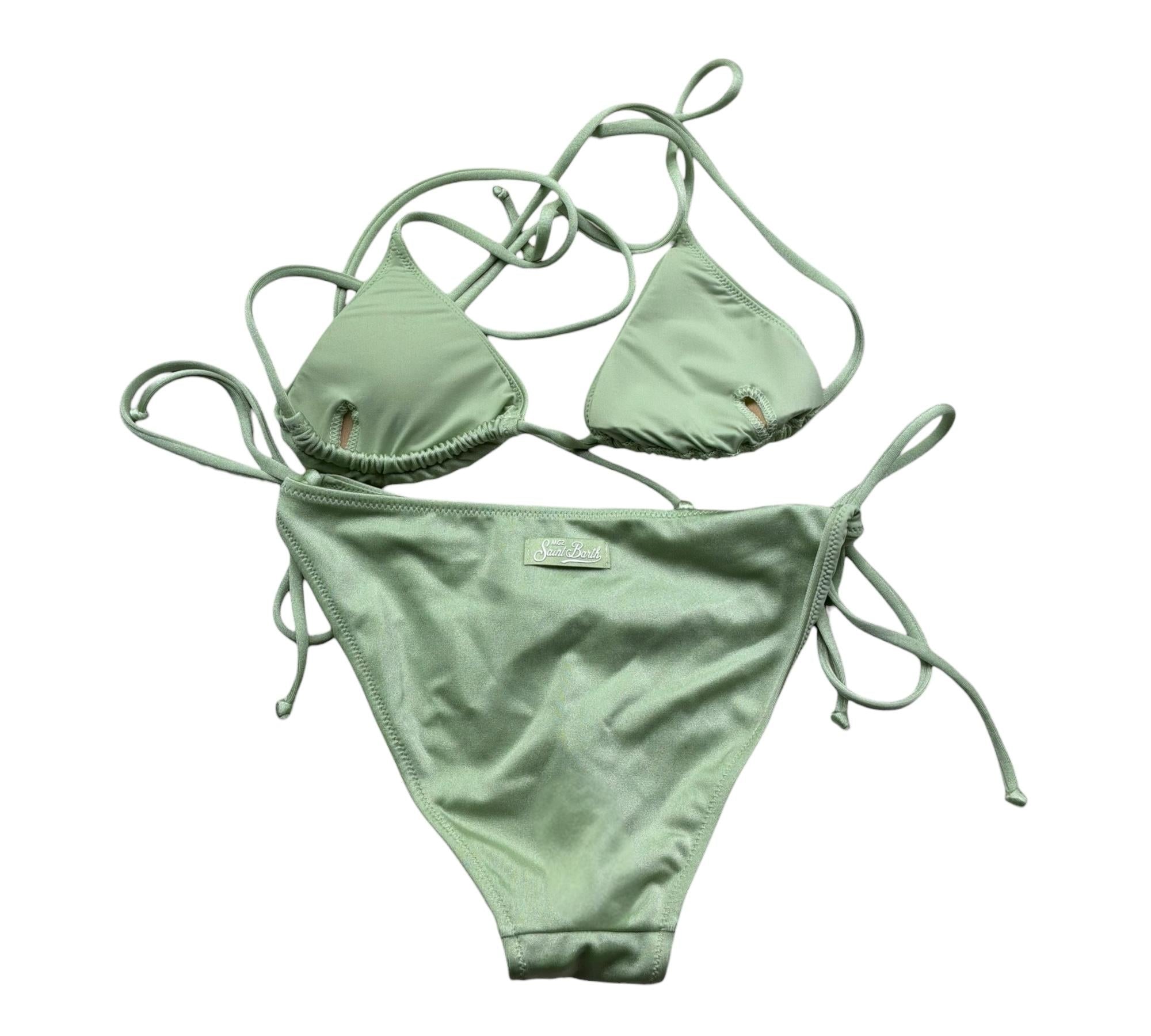 Saint Barth Costume 2 Pezzi Triangolo-Mutandina Tinta Unita per Bambina LEAH VERDE SAINT BARTH 