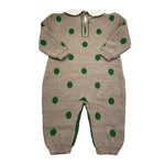 BABY LORD tutina tinta unita con pois in contrasto Fango per Neonata 332 FANGO BABY LORD 
