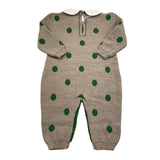 BABY LORD tutina tinta unita con pois in contrasto Fango per Neonata 332 FANGO BABY LORD 