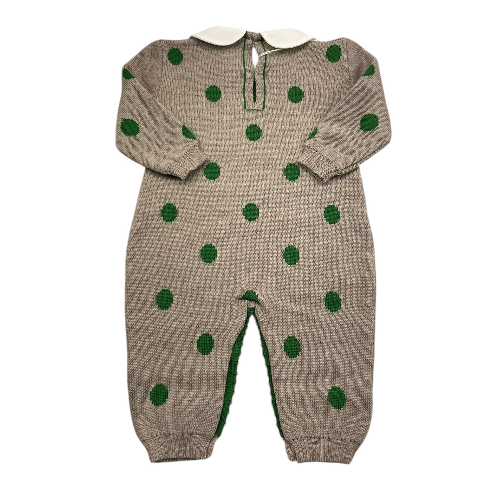 BABY LORD tutina tinta unita con pois in contrasto Fango per Neonata 332 FANGO BABY LORD 