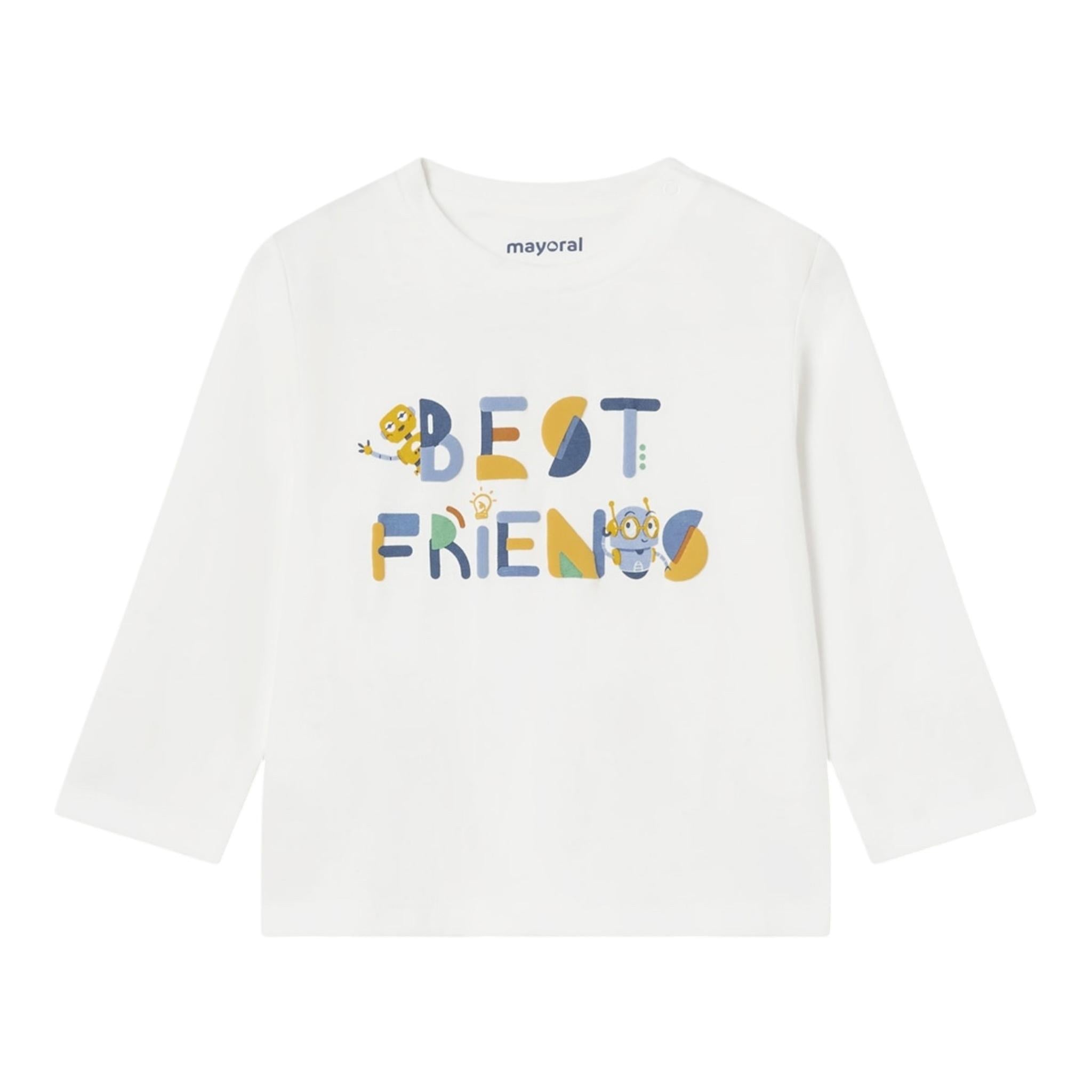 MAYORAL shrit girocollo tinta unita con stampa in contrasto Bianco per Neonato 2039 BIANCO MAYORAL 