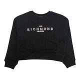 JOHN RICHMOND felpa chiusa girocollo tinta unita con logo Nero per Bambina RGA24054FE NERO JOHN RICHMOND 