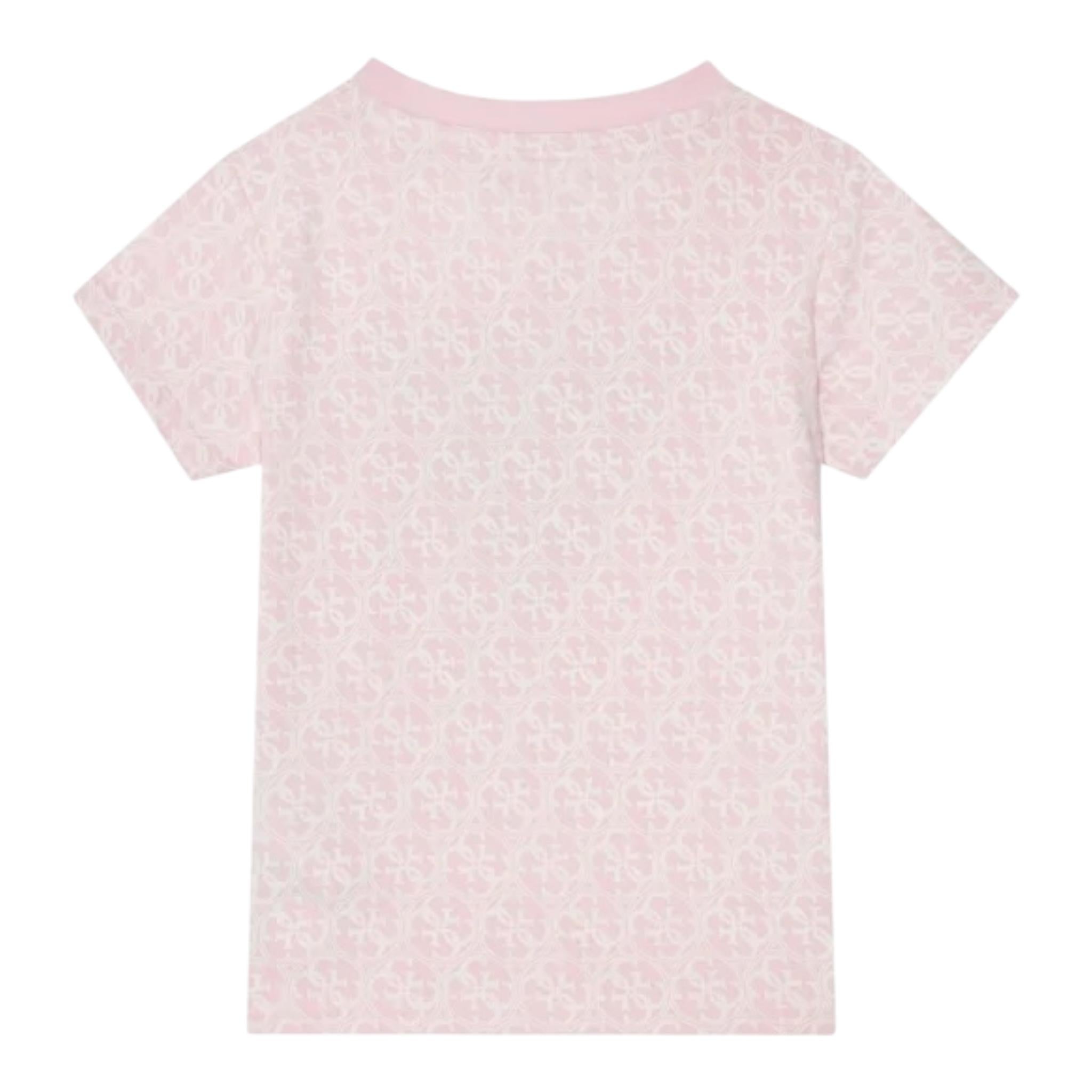 Guess T-Shirt Girocollo Tinta Unita con Stampa per Bambina K5RI15K6YW ROSA GUESS 