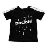 Cesare Paciotti – Einfarbiges T-Shirt mit Rundhalsausschnitt und schwarzem Logo-Print für Neugeborene